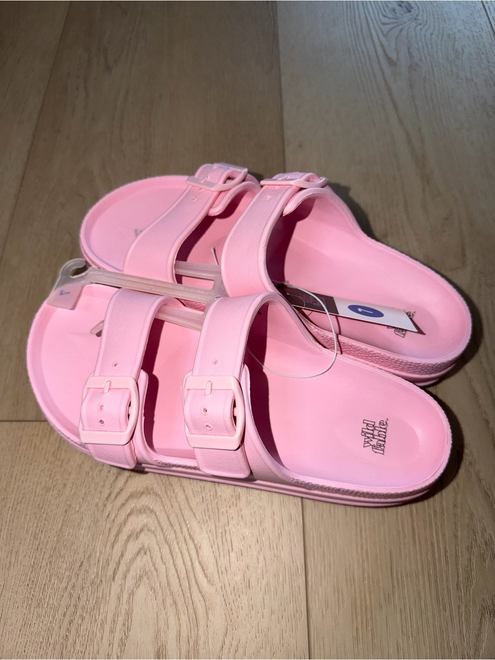 NWT Target Wild Fable Pink Double-Buckle Slide Sandals Size 7 - Picture 3 of 5